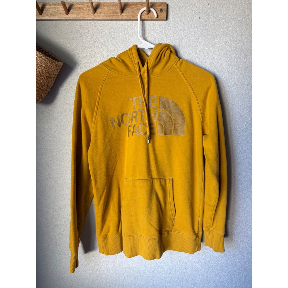 The North Face Mustard Yellow Gold Logo Pullover Hoodie Small
